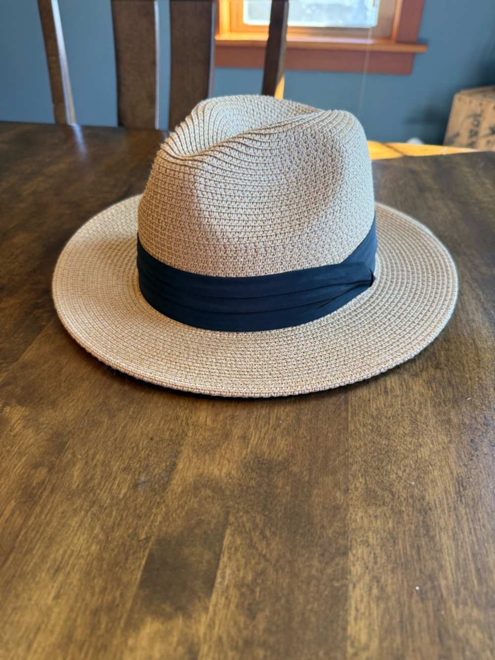 Woven Straw Fedora with Black Band